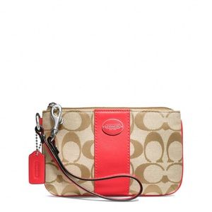 Coach wristlet coral leather khaki
